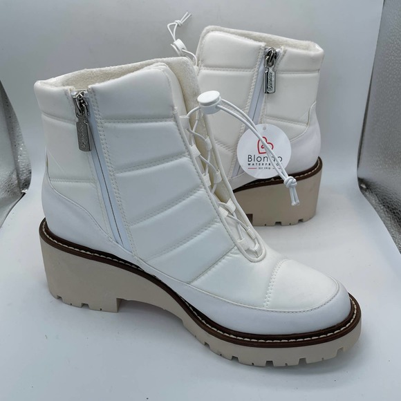 Blondo Shoes - Blondo Daisy Womens Size 8 White Waterproof Ankle Side Zip Ankle Heel Lug Boot